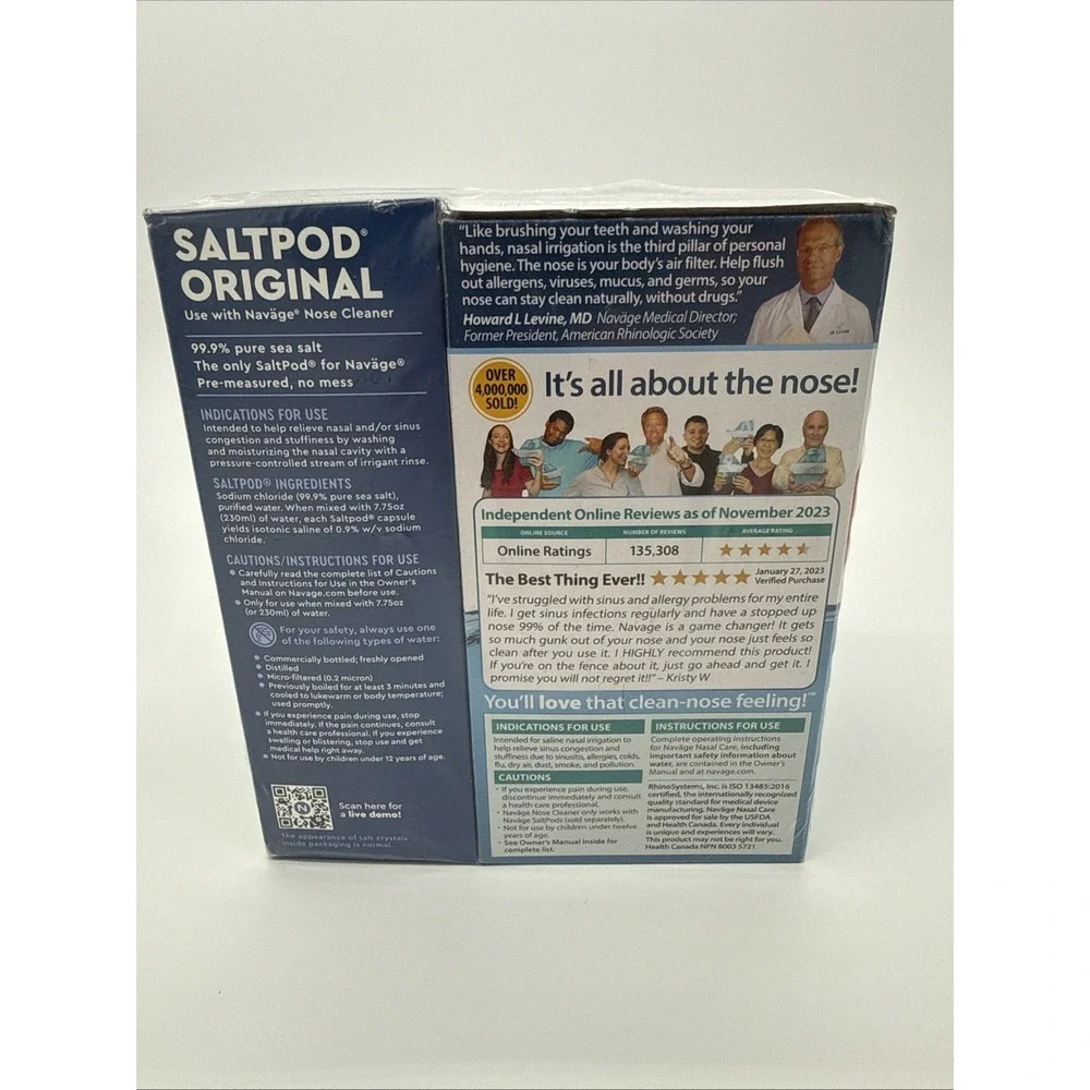 Naväge Nasal Care Saline Nasal Irrigation with 30 SaltPod Original SEALED NEW